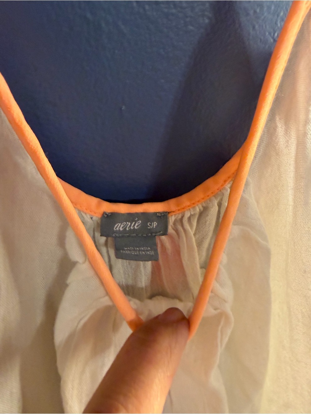 aerie White Slip Dress with Orange Trim Small petite - Picture 4 of 6